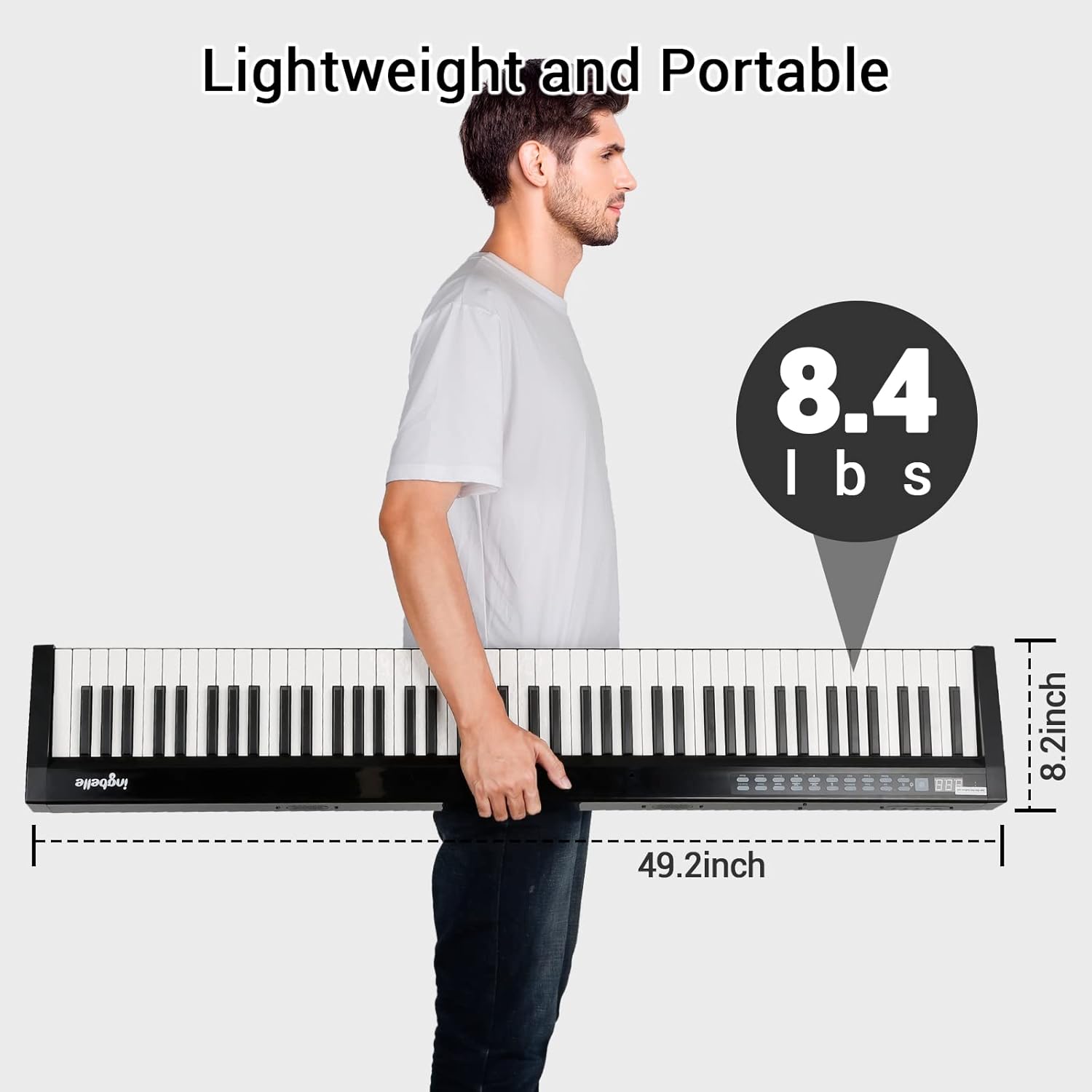 PAXCESS 88-Key Digital Piano Keyboard with Sustain Pedal, ingbelle Portable Electric Piano for Teaching,Powerful Educational Features for Beginner,Piano Stickers Include