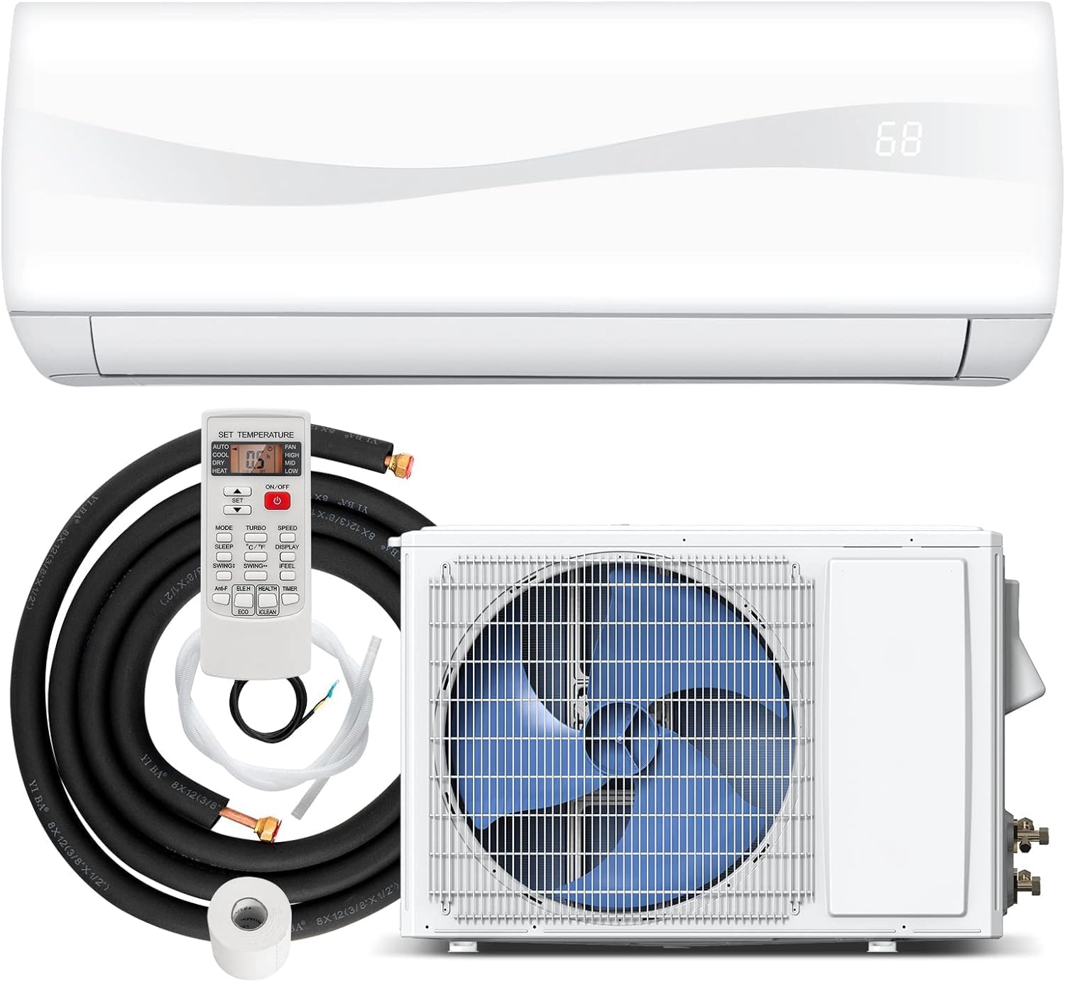 GLACER 9000BTU Mini AC Split-System, 17 SEER2 Ductless Air Conditioner w/Pre-Charged Condenser, White (9000BTU, 220V, 17 SEER2)
