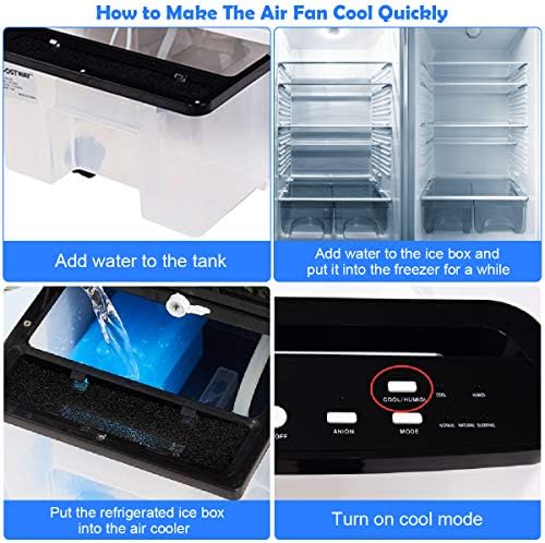 Toolsmepire Portable Air Conditioner Cooler Fan with Remote Control,Evaporative Cooler Air Cooler, 3 Wind Modes,3 Speeds,Air Circulator Humidifier Misting Fan for Home Office Bedroom