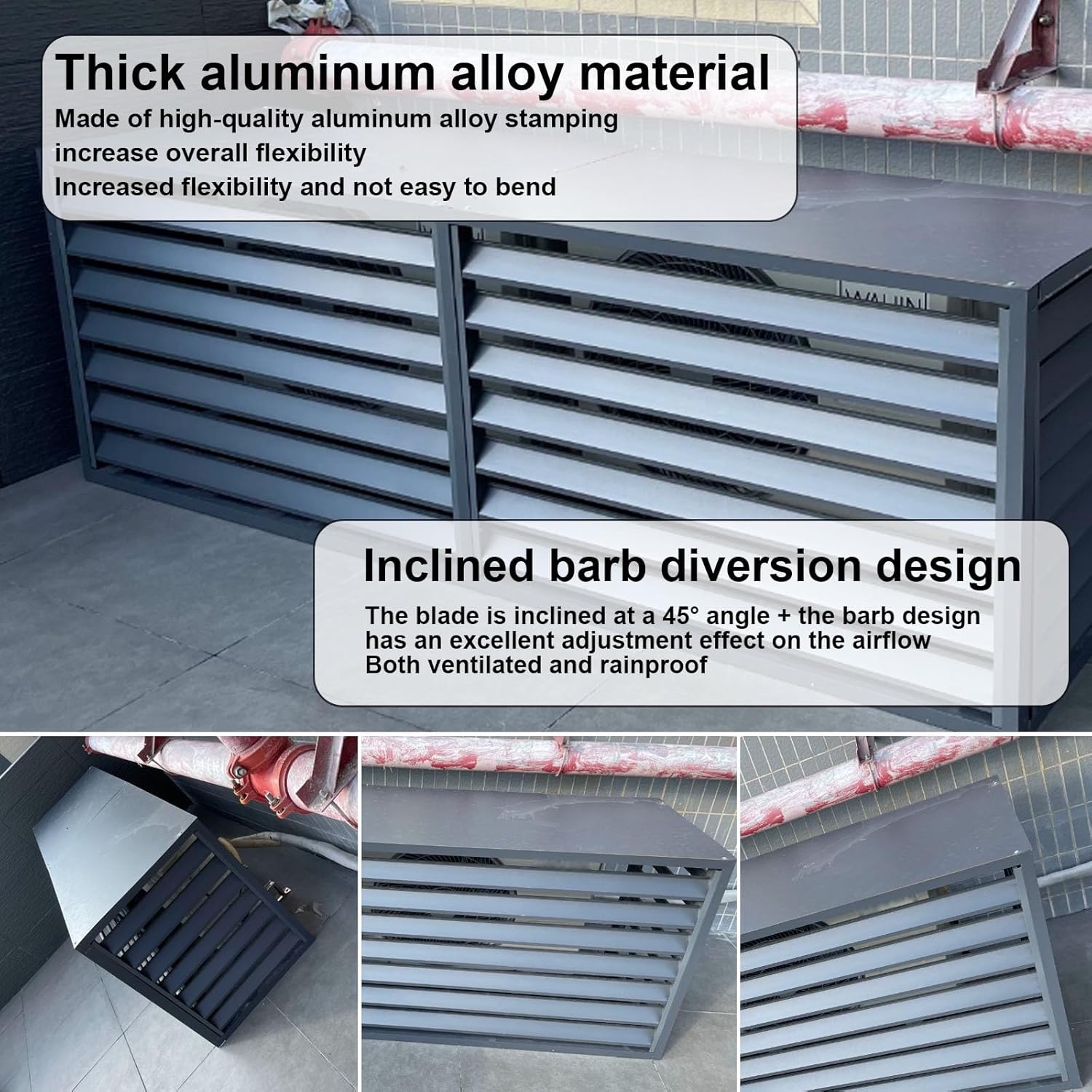 Air Conditioner Outdoor Unit Protective Cover,Air Conditioner Outdoor Unit Aluminum Cover,Outdoor Unit Mini Split air Conditioner Cover,Noise Reduction,Dustproof and Waterproof,Suitable for Outdoor (