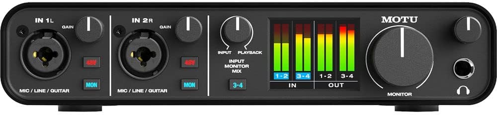 MOTU M4 Desktop 4x4 USB Type-C Audio-MIDI Interface Bundle with XLR-XLR Cable and 10-Pack Straps