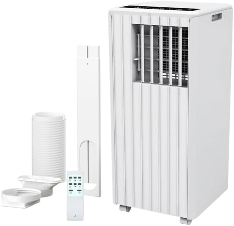8000 BTU Portable Air Conditioner - 3 in-1 Cooling, Dehumidifier & Fan with Quiet Operation, Sleep Mode, 24H Timer & Energy Savings, for Rooms Up to 350 Sq.Ft, Includes Remote Control, Reusable Filt