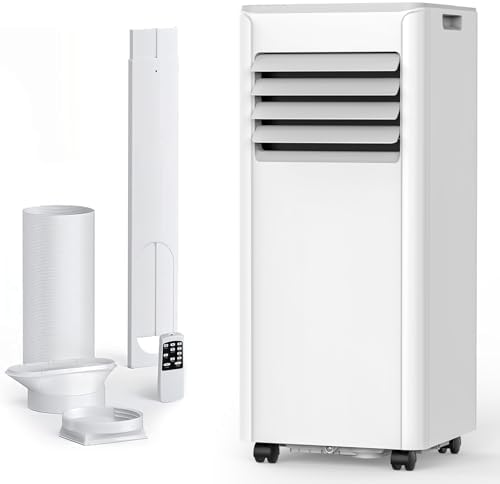 10,000 BTU Portable Air Conditioner Cools up to 450 SQ. FT, 4 in 1 AC Unit with Powerful Cooling, Sleep Mode, 24H Timer, Air Cooler with Window Installation Kit, for Bedroom, Apartment(WHITE)