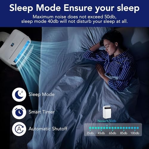 12,000 BTU Portable Air Conditioner - Powerful Cooling up to 550 Sq.Ft, 3-in-1 AC Unit with Dehumidifier & Fan Mode, Energy Saving, Ultra-Quiet, LED Display & Remote Control