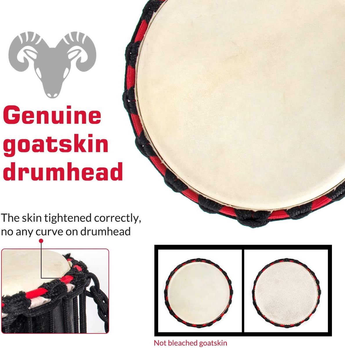 Djembe Drum, AKLOT African Drum Hand-Painted 10'' x 20'' Mahogany Goatskin Drumhead for Starter Beginners Adult for Over 8 Years Old
