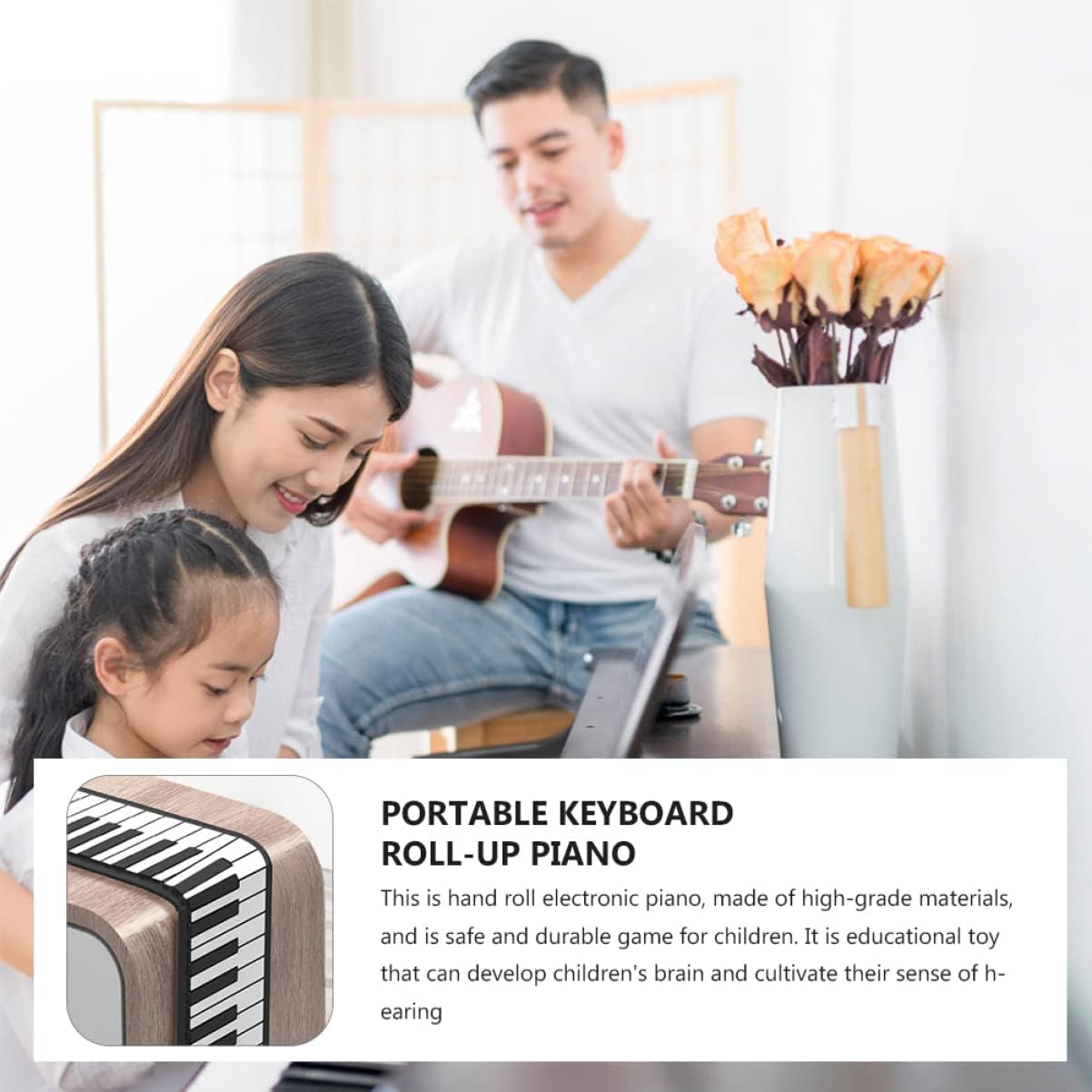 61 Keys Roll-up Piano Silicone Foldable Electronic Keyboard for Boys and Girls Portable and Lightweight Design for Home and Travel