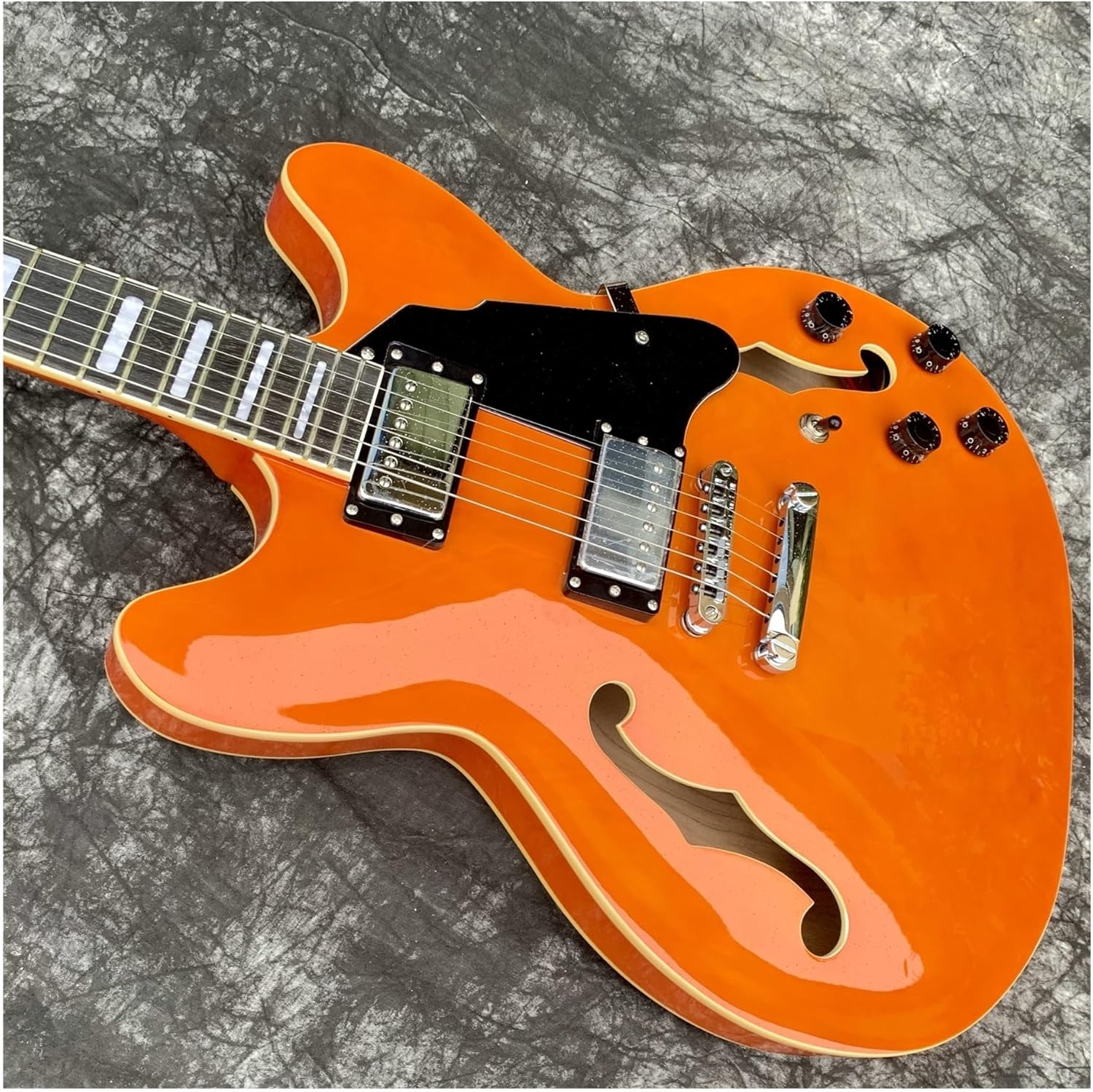 Beginner Electric Guitar Kits Original Transparent Orange Semi Hollow Jazz Electric Guitar For Performance