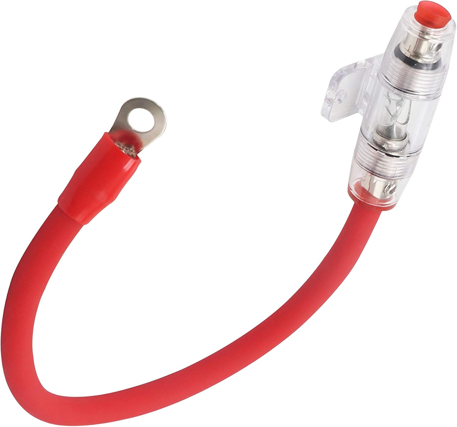 Audiotek Inline 60A MANL Fuse Holder with 1ft 4 Gauge AWG True Spec CCA Power Wire and O-Ring Copper Terminal to Protect Car Audio Amplifier from The Current (60A) – 2 Pieces