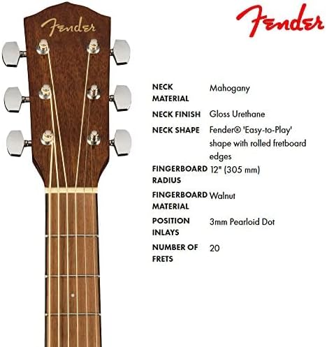 Fender CP-60S Parlor Acoustic Guitar, with 2-Year Warranty, 3-Color Sunburst
