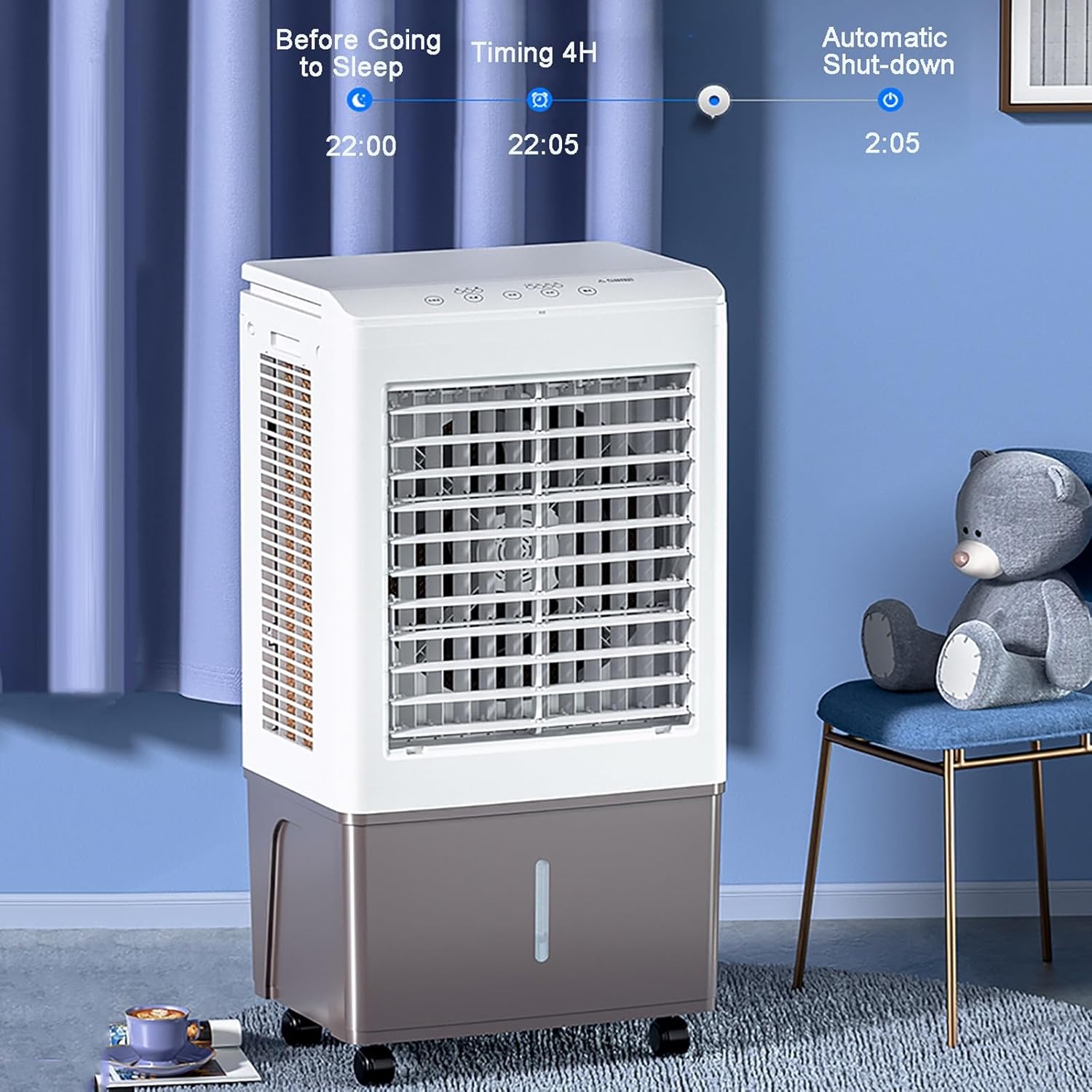 Swamp Cooler Air Conditioners, 110V Large Tank for 3D Cooling, Portable Evaporative Cooler with LED Touch Screen, 3 Fan Speeds, 12H Timer & Remote, air Cooler for Bedroom(18.5x14x32inch)