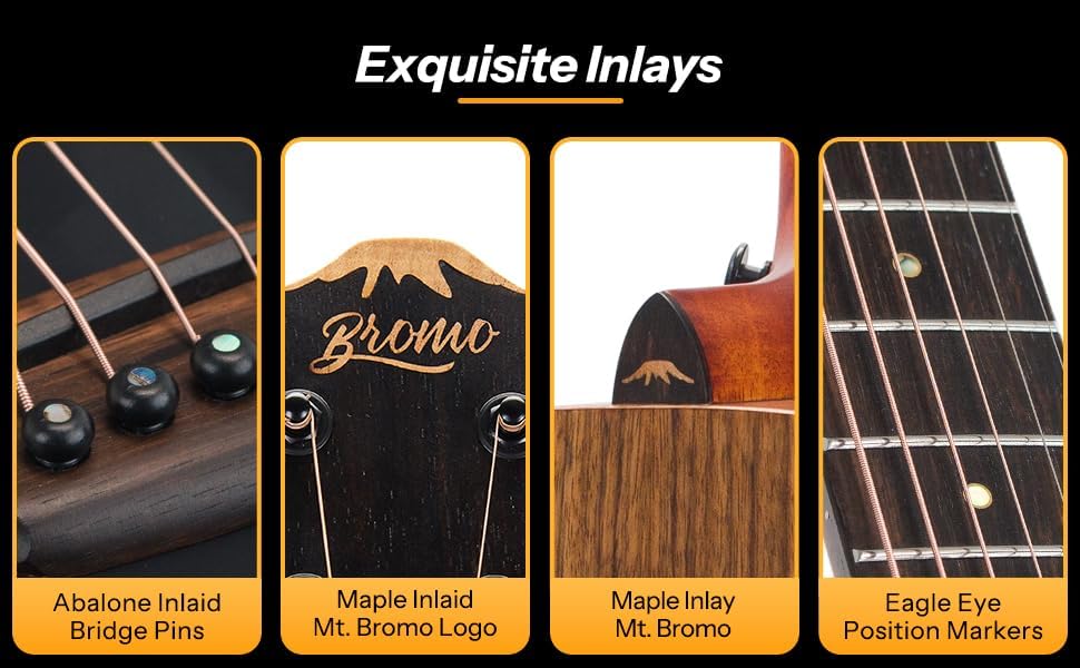 Bromo BAT 9ME BK SG Solid Top Dreadnought Acoustic Guitar