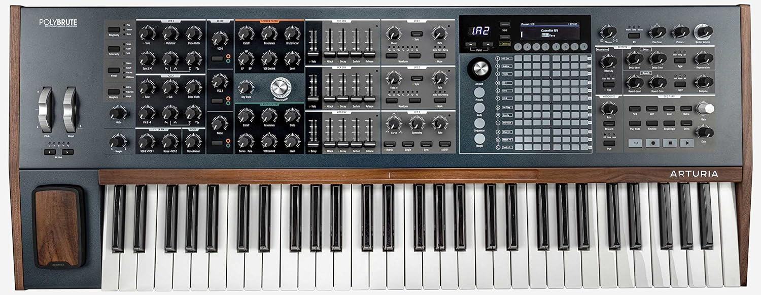 Arturia PolyBrute Morphing Analog Synthesizer Bundle with Adjustable Stand, MIDI Cable, Sustain Pedal, Expression Pedal, and Austin Bazaar Polishing Cloth