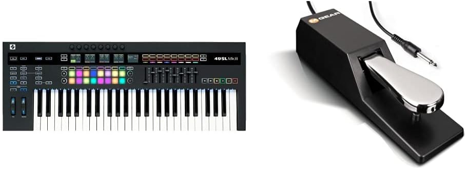Novation 49SL MkIII, 49-Key Midi Controller and M-Audio SP-2 - Universal Sustain Pedal with Piano Style Action For MIDI Keyboards, Digital Pianos & More