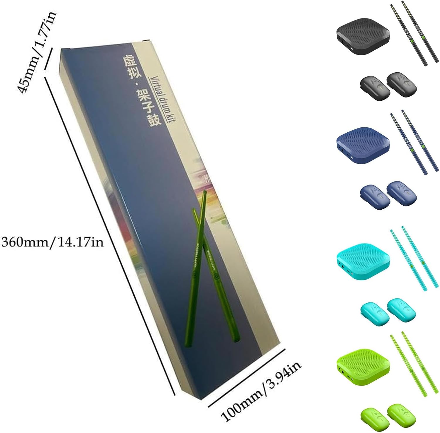 Virtual Electronic Drum Set, Electric Drumsticks Air Drum Set, Air Drum with Drumsticks, Pedals, Bluetooth and 8 Sounds, Electric Tabletop Drum Set Machine for Beginners Adults (Black)