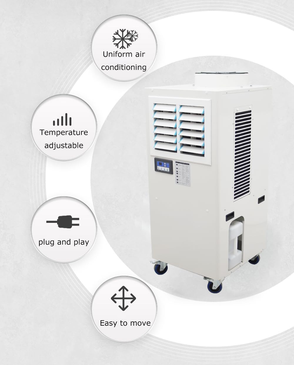220V Industrial Spot Cooler 3600m³/h Commercial Portable Industrial Air Conditioner 1820W Mobile Air Conditioner 20400BTU