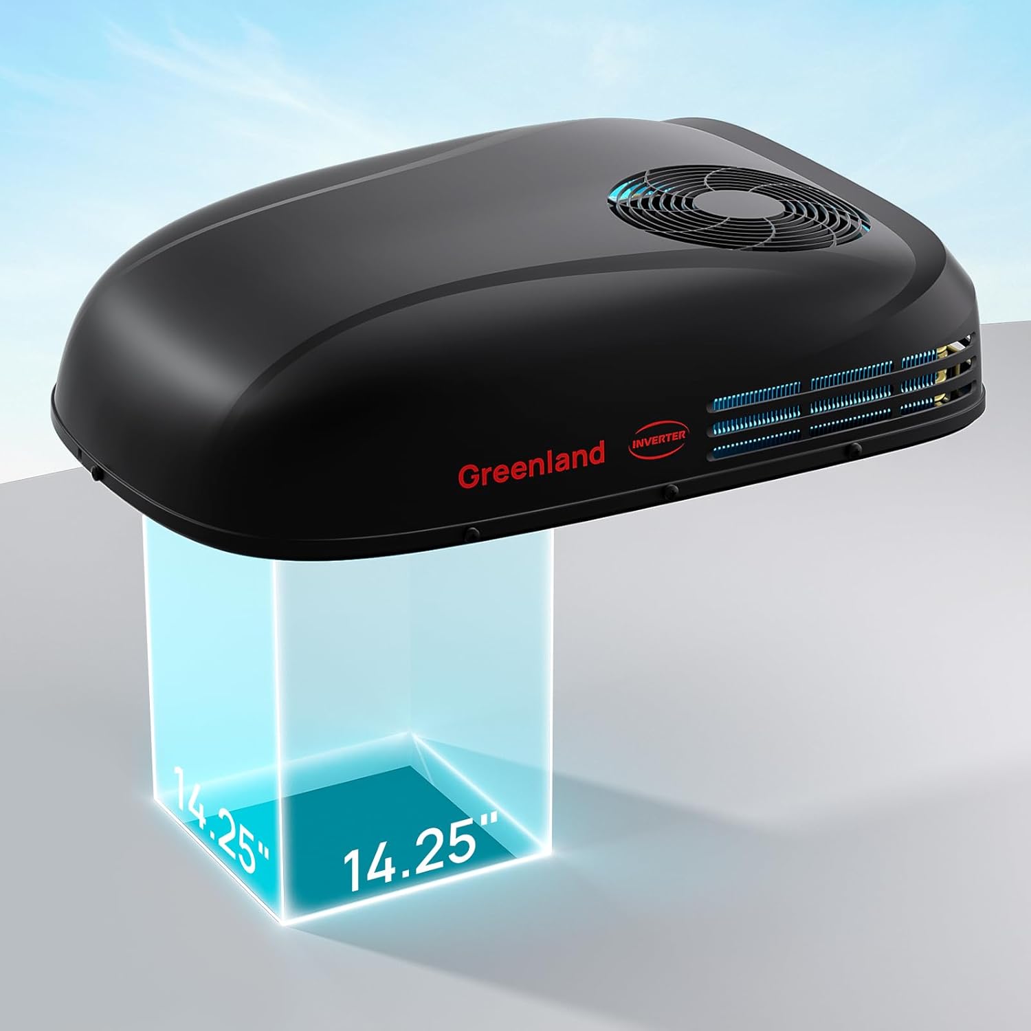 TURBRO Inverter 13.5K BTU RV Air Conditioner with Cooling and Heat Pump | Non-Ducted Low-Profile Rooftop Unit | Quiet Operation | WiFi & Remote Control | LED Atmosphere Light, Black