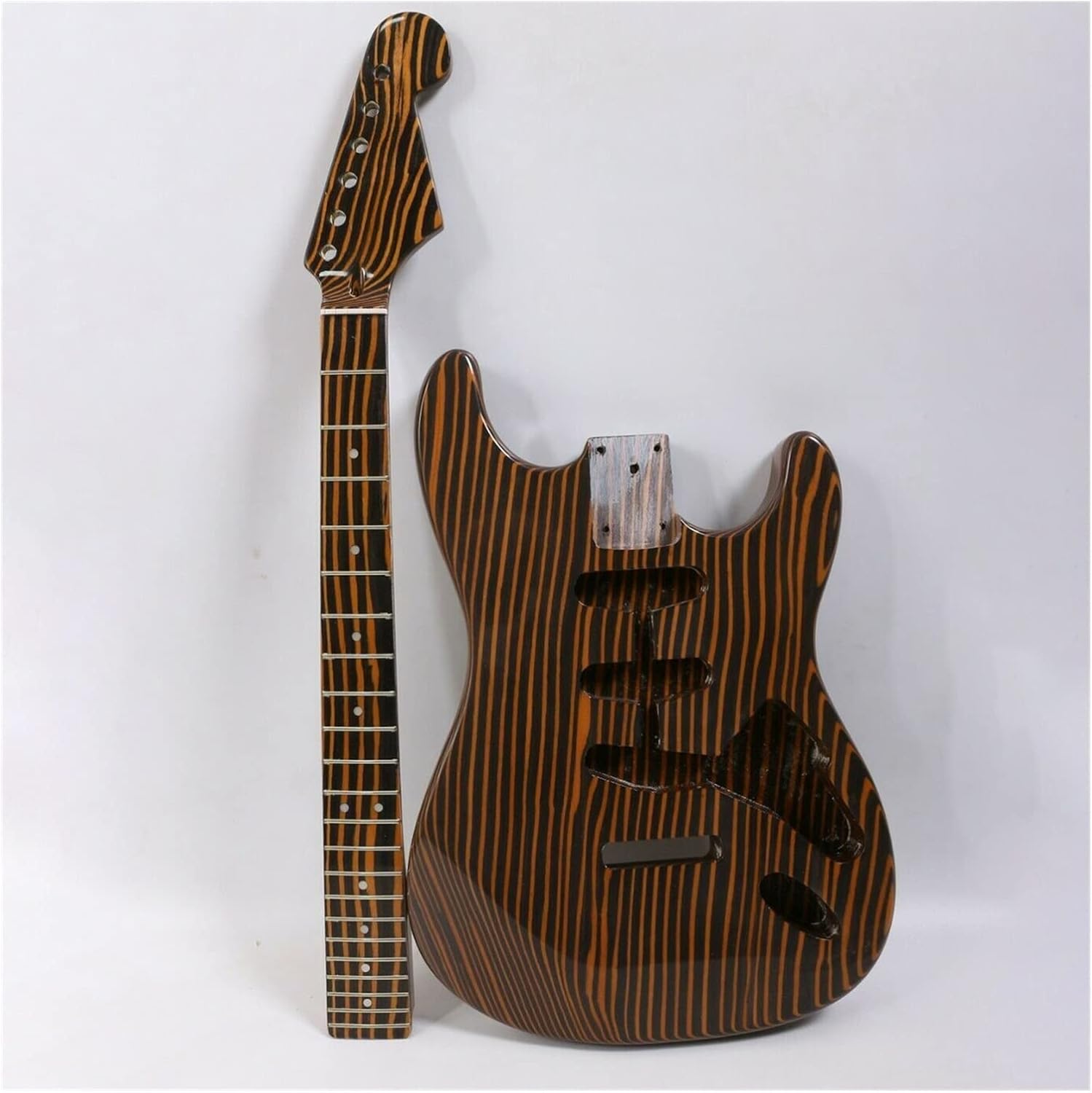DIY Electric Guitar Kit Zebra Wood Electric Guitar Neck Guitar Body 22 Frets Guitar Kit with All Guitar Parts