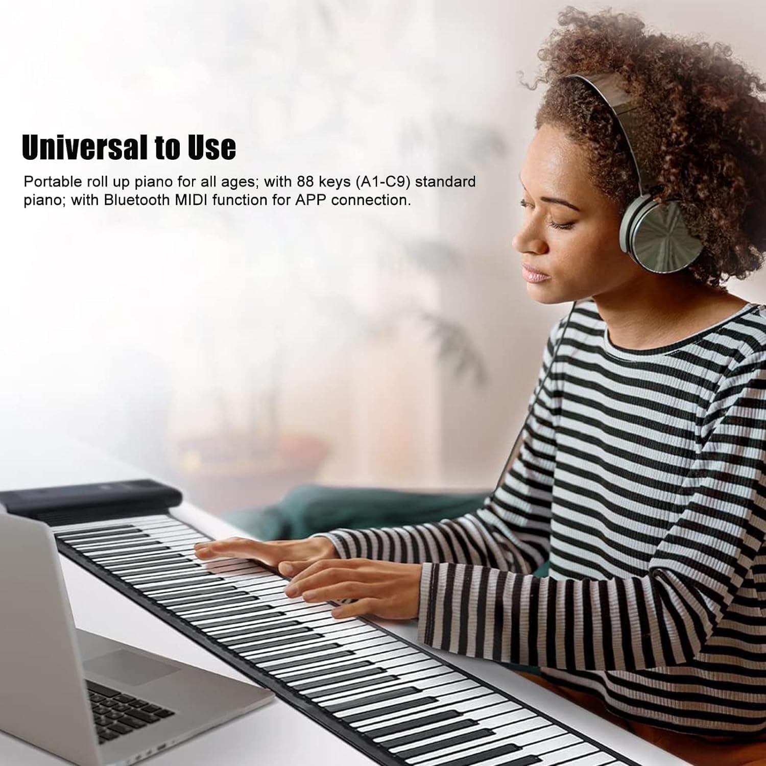 Keyboard Piano, Roll Up Piano, Foldable Digital Piano, Portable Electric Piano with 88 Keys, Pedal, Arranger Keyboards with Speakers, LED Display, MIDI Smart Piano for Birthday Gifts