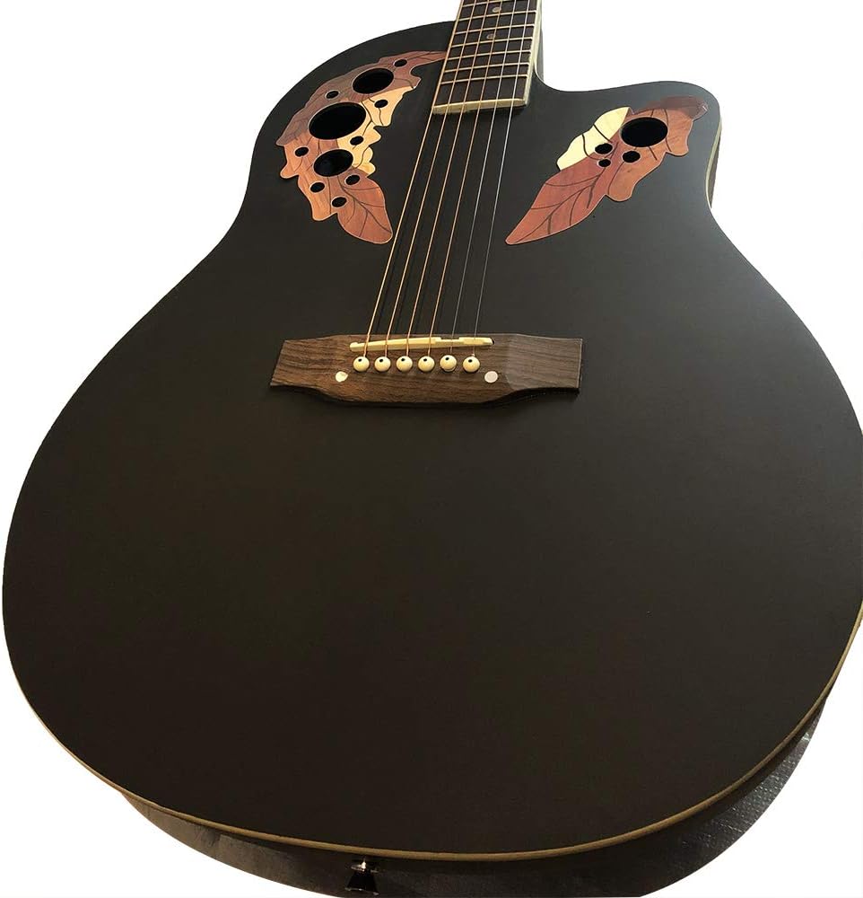 41 inch Cutaway Folk Guitar Spruce Panel Ballad Guitar 6 String Starter Kit w/Bag + Wrench (Black)