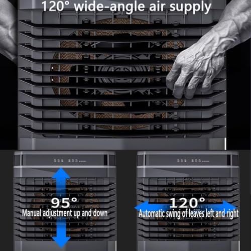 Portable Air Conditioner 3-in-1 with Remote, 50L Water Tank, 120° Oscillation, 12H Timer, Cooling Fan for Room & Campervan(110cm)