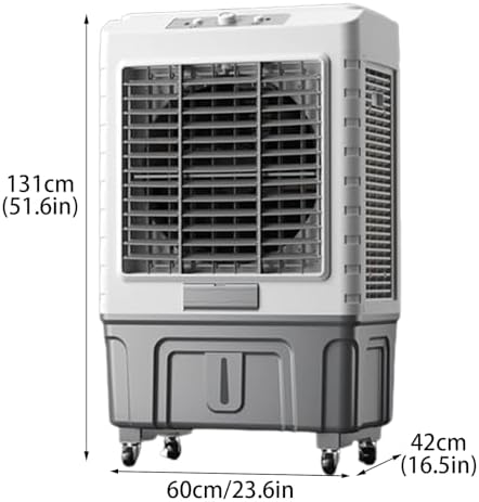 Evaporative Air Cooler, Portable Air Conditioner with Ice Crystals and 3 Wind Speeds, Swamp Cooler for Room Office Factory(60 * 42 * 131cm)