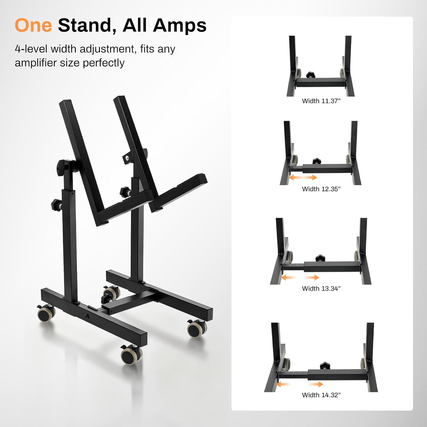 Vangoa Gear Tilt Guitar Amp Stand with 4 Locking Wheels 6 Height 4 Width Adjustable Mobile Amplifier Stand for Home Studio and Stage
