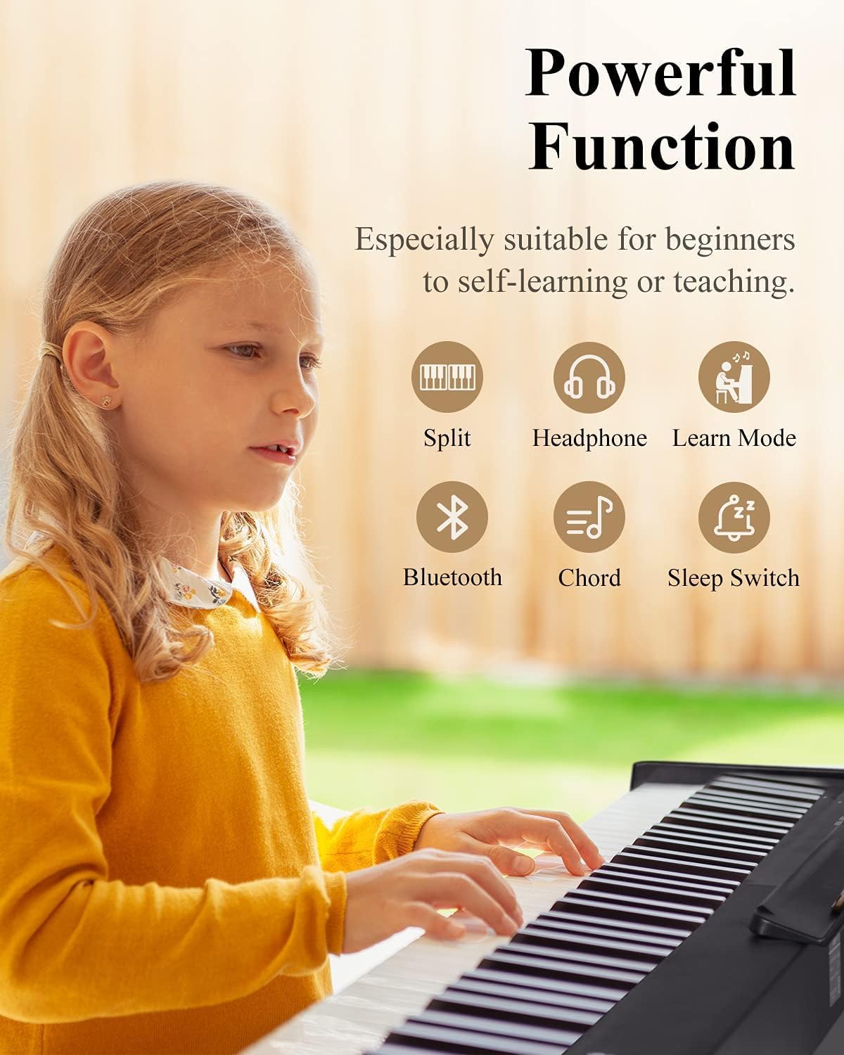 Eastar EP-10 Beginner Foldable Digital Piano 88 Key Full Size Semi Weighted Keyboard, Bluetooth Portable Electric Piano with Piano Bag