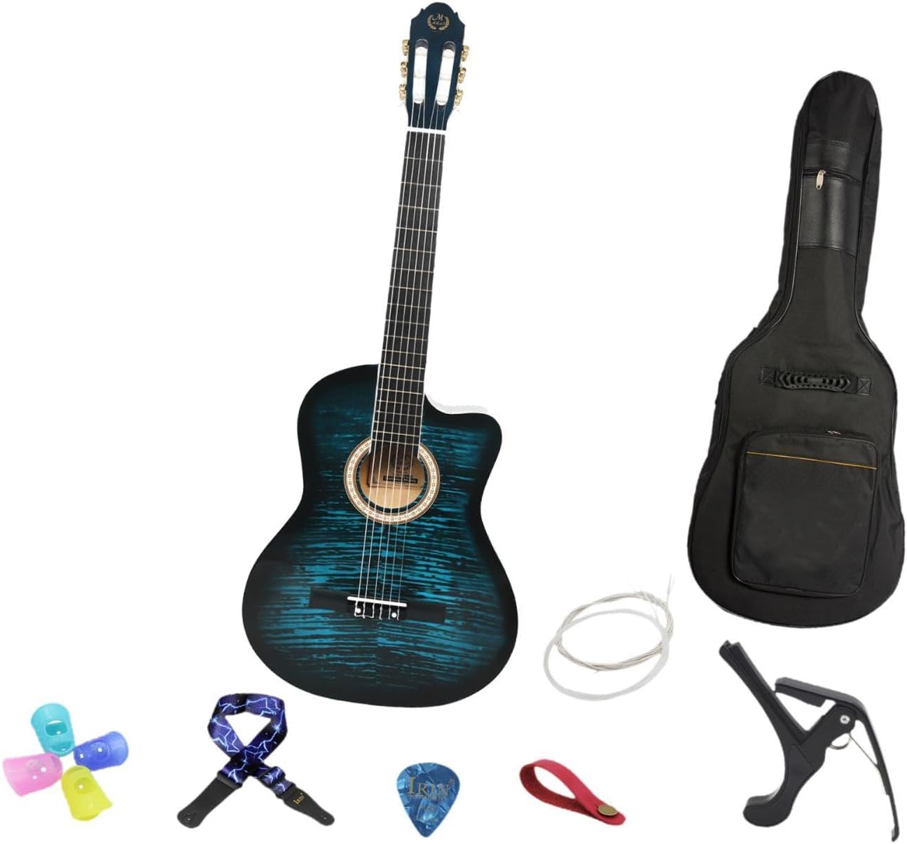 Acoustic Guitar Folk Guitar Musical Instrument Lightweight Adult Performance Grade Notched Guitar for Adult Kids Performances Blue(Blue)