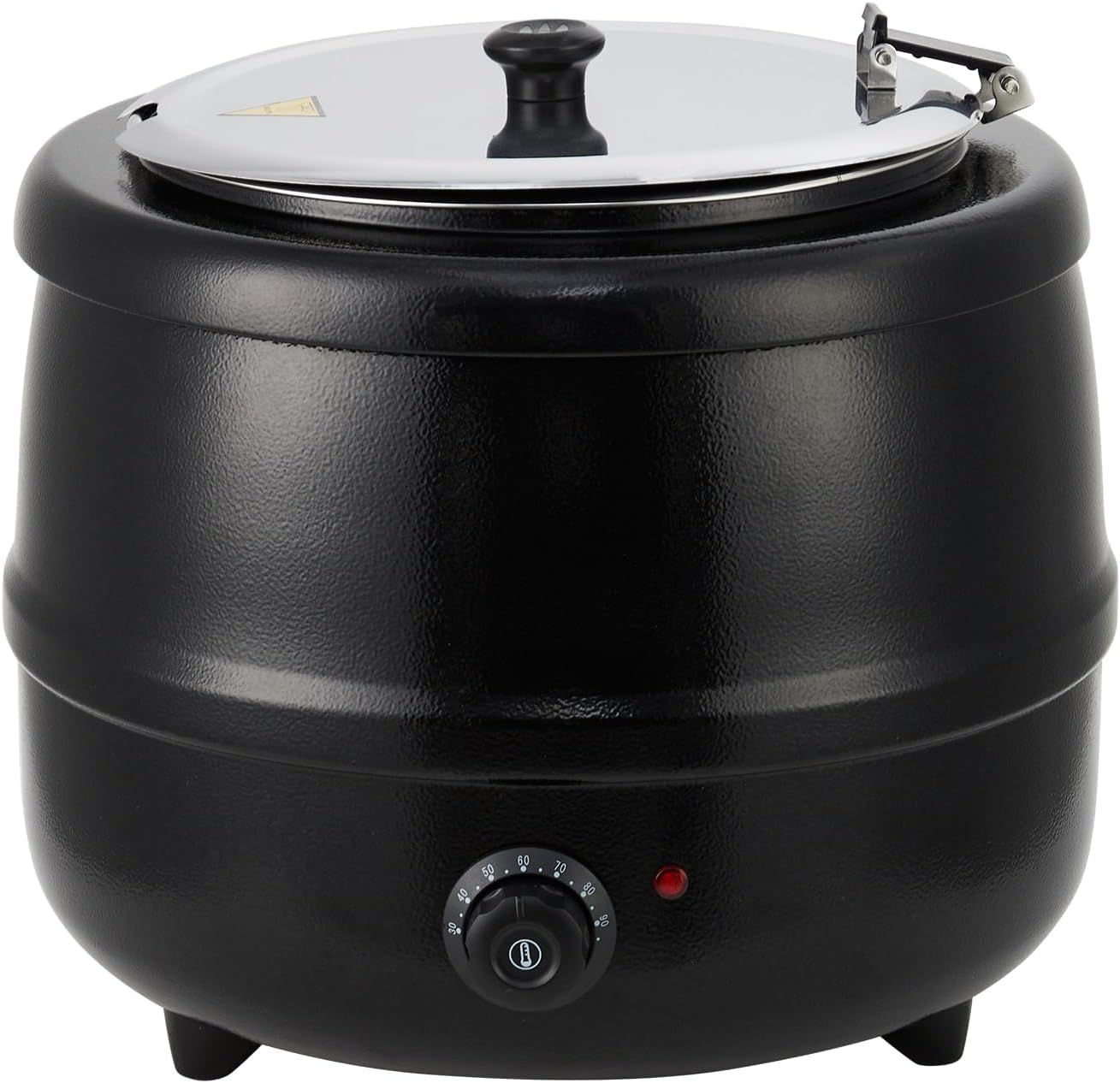 13.7QT Electric Round Drum Soup Warmer - Knob-Controlled Adjustable Temp, Hinged Lid & Detachable Insert, Commercial Black Soup Kettle for Restaurant Catering Home Buffet