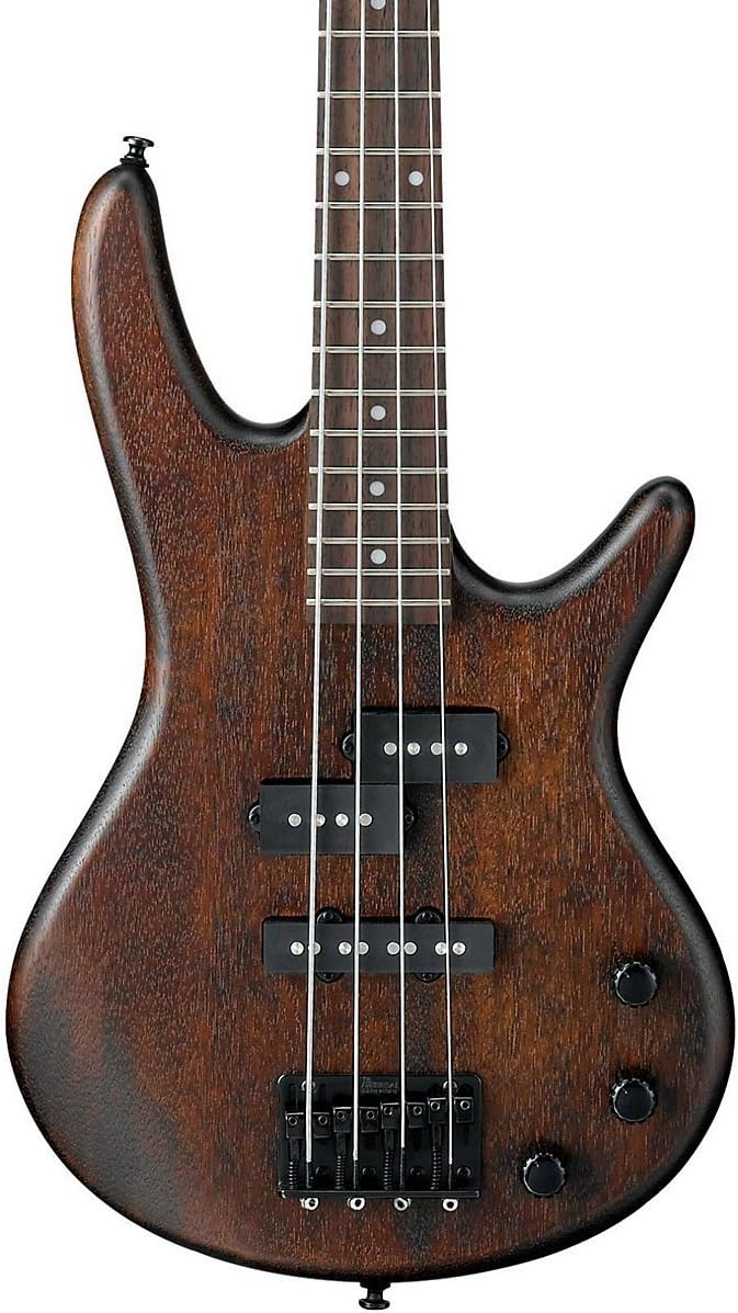 Ibanez 4 String Bass Guitar, Right, Walnut Flat (GSRM20BWNF) and Ernie Ball Polypro Guitar Strap, Black (P04037)