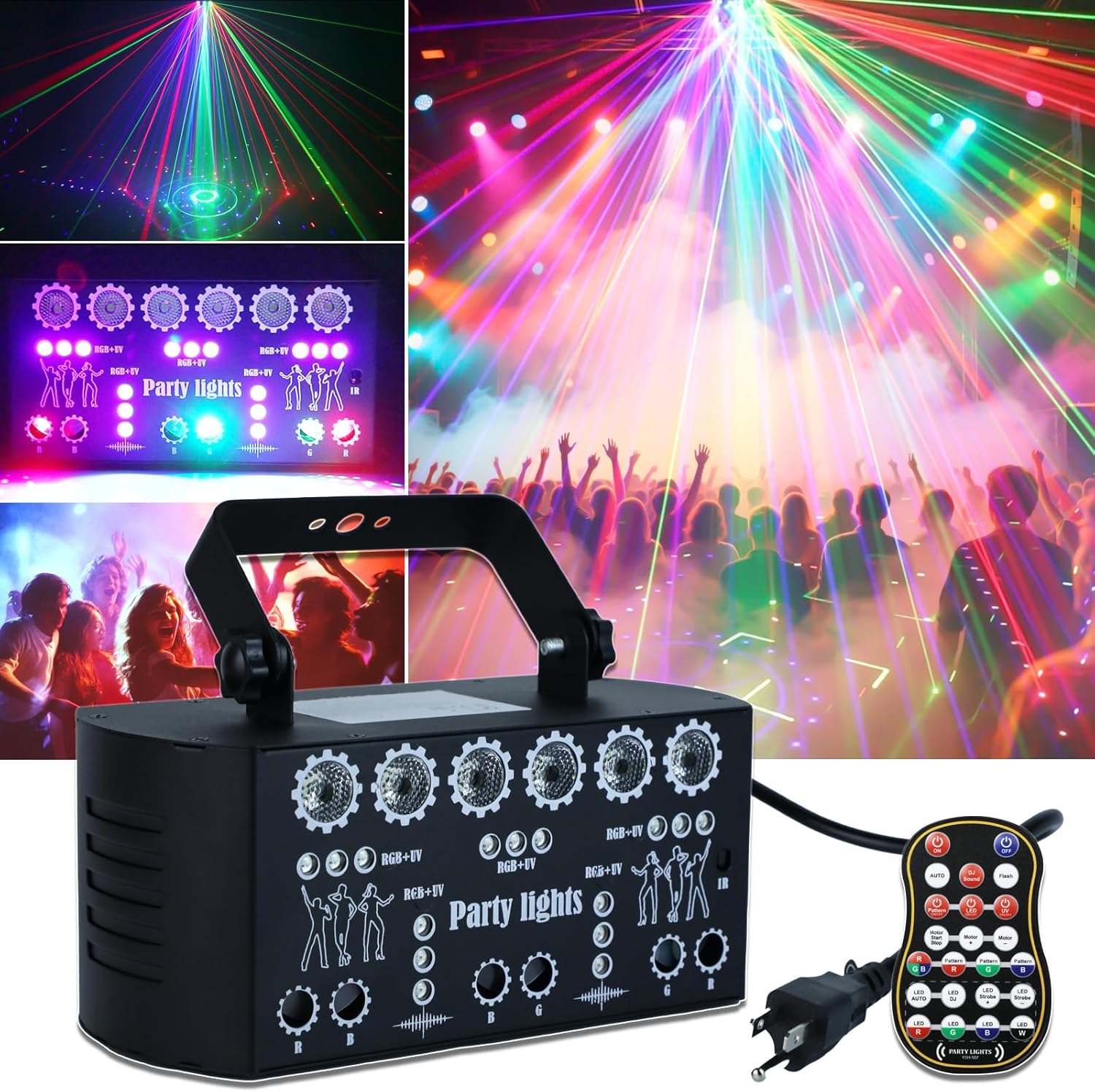 Wuzstar 27-Eye Party DJ Light with Remote, LED Strobe Effects, DMX Control & Sound Activity - Disco Stage Lighting for Clubs, Weddings, DJ Shows, Xmas, Halloween