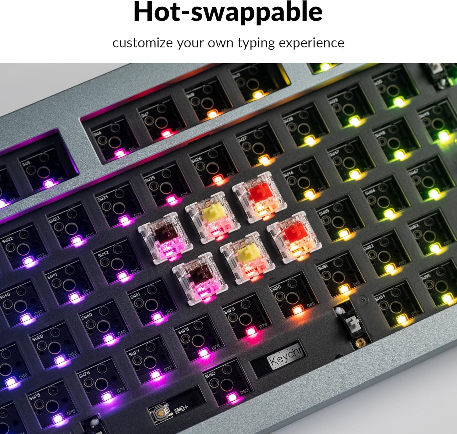 Keychron Q5 Pro Custom Wireless QMK/VIA Mechanical Keyboard Barebone, 96% Layout with Programmable Knob Double-Gasket Design, Hot-Swappable RGB Backlit Compatible with Mac Windows Linux - Gray