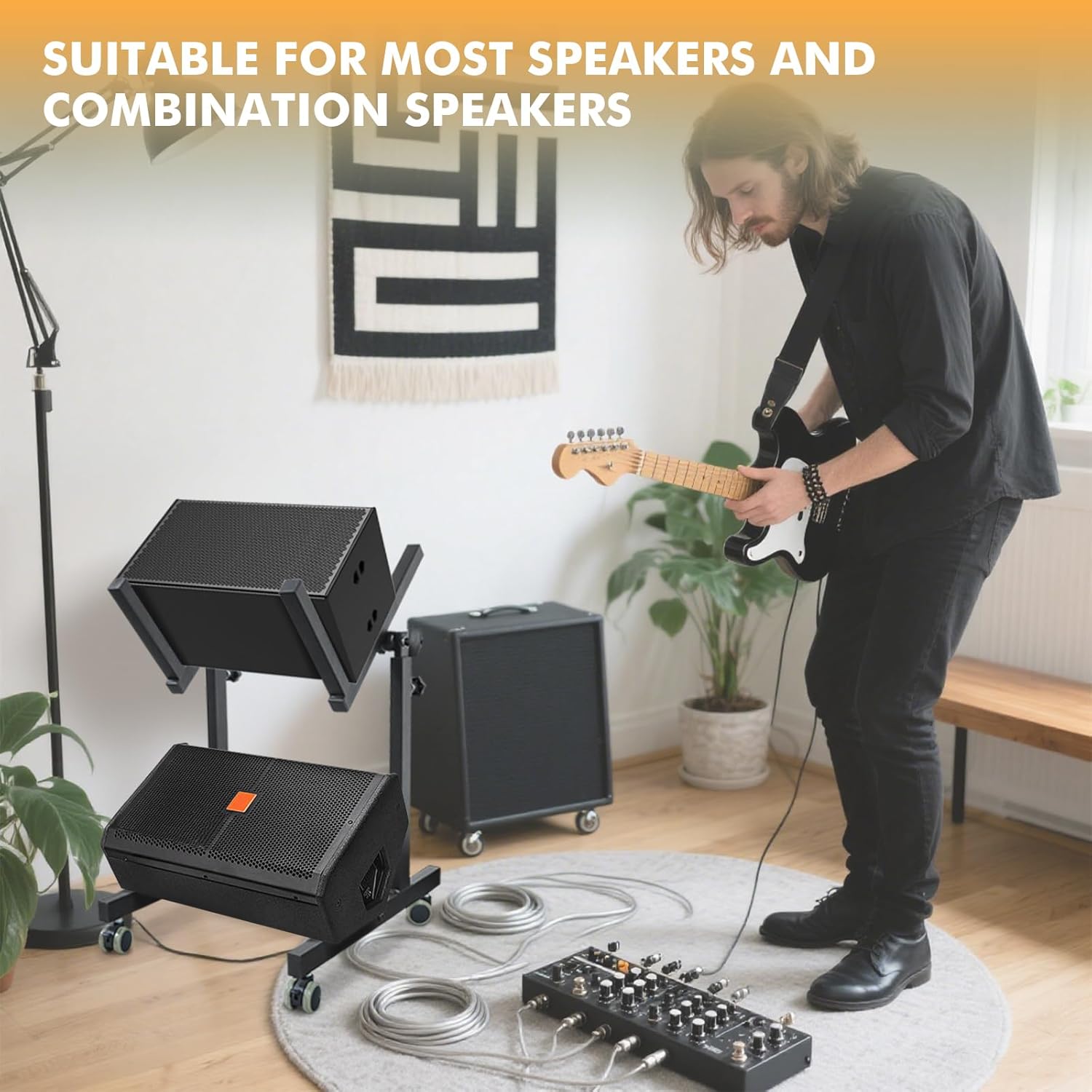 Heavy Duty Amplifier Stand, Adjustable Amps Speaker Cabinet Stand Combo Holder, Audio Rack, Guitar Amplifier Stand