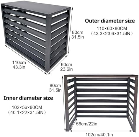 Air Conditioner Fence Air Conditioner Covers for Outside Units, All Weather Anti Theft AC Aluminum Condenser Protective Cover(Brown,110cm)