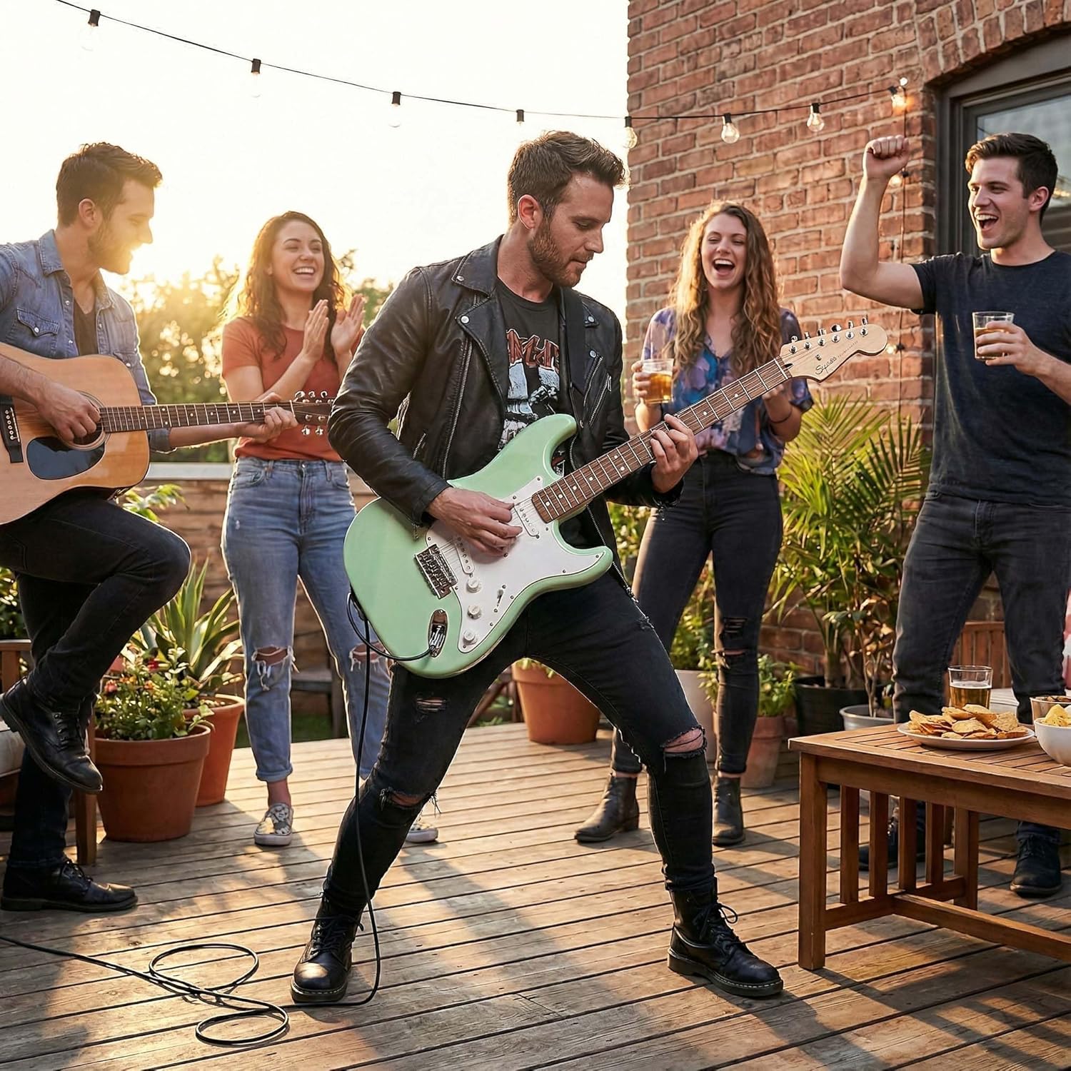 Fender Squier Sonic Stratocaster - Surf Green Bundle with Frontman 10g Amp, Gig Bag, Cable, Strap, Tuner, Picks, and Austin Bazaar Guitar DVD