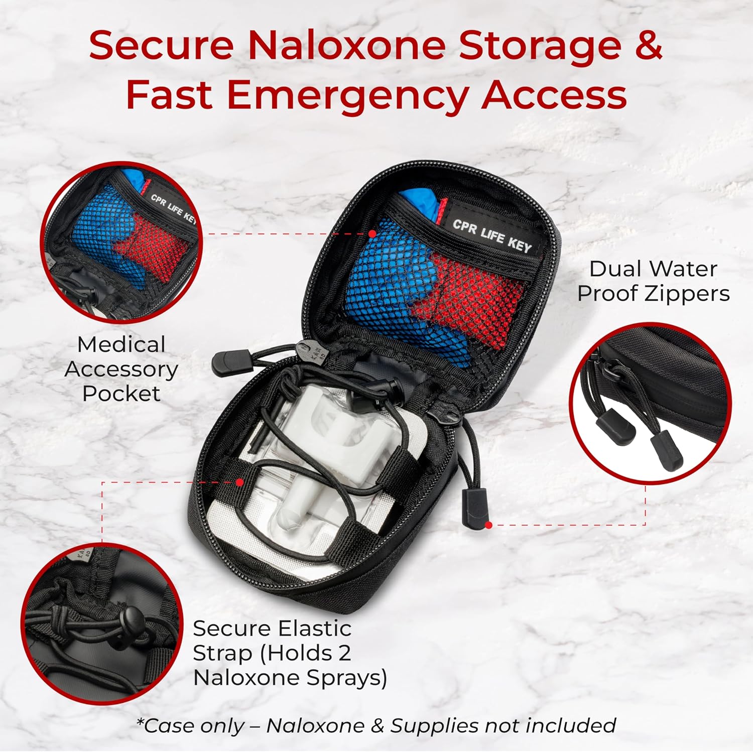 100 Pack Naloxone Belt Pouch for Overdose Kits with MOLLE Straps | Attaches to Duty Vests, Backpacks & Belts | Compact Design Holds Two Naloxone Nasal Spray Doses & Accessories | Naloxone Not Included