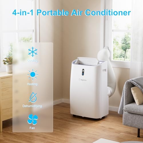 14,000 BTU Portable Air Conditioners for Room Up to 700 Sq.Ft, Cool, Heat, Dehumidifier & Fan 4 in 1 Portable AC Unit, Room Air Conditioner with LED Display & Remote/24 Hrs Timer/Auto Swing