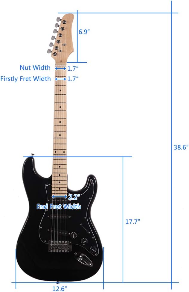 Stylish Electric Guitar with Black Pickguard Black