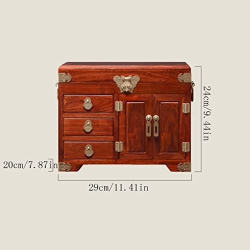 Elegant Mahogany Jewelry Organizer Box - Stylish Wooden Treasure Chest for Earrings, Necklaces, Bracelets & Accessories - Chic Storage Solution for Dressing Tables (11.4