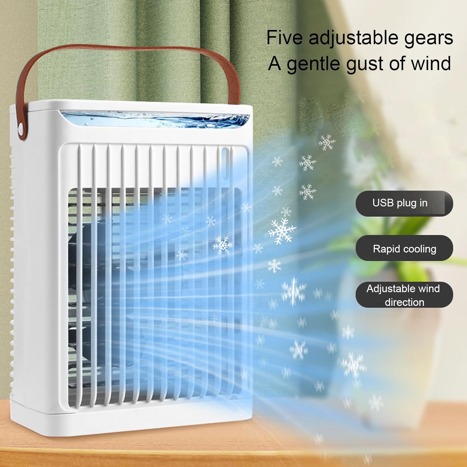 Portable Air Conditioners, Evaporative Mini Air Cooler, Air Cooler Cooling Fan, 2 Cold Mists, 5 Speeds Fan, 7 LEDs, with 680 Ml Tank, for Room Bedroom Office