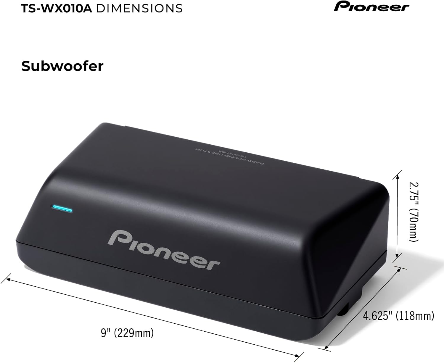 PIONEER TS-WX010A Under-Seat Subwoofer – 160W Max, Pre-Loaded, Built-in Amp for Easy Bass Upgrade, Enclosure Included, Amp Included, High-Level Input, Works with Most Factory or aftermarket radios