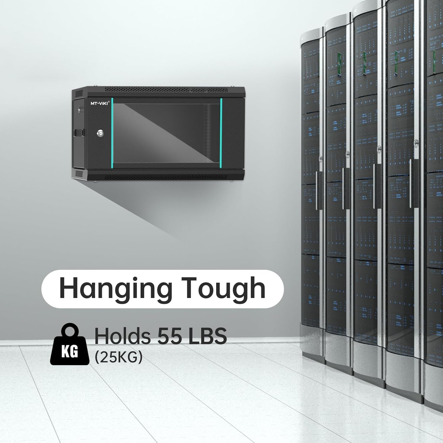 MT-VIKI 6U Wall Mount Server Cabinet Network Rack Vented Enclosure, 0.8mm Thick, 17.7'' Deep (450mm), for 19'' IT Equipment, Included 1pcs 10'' Depth Rack Shelf