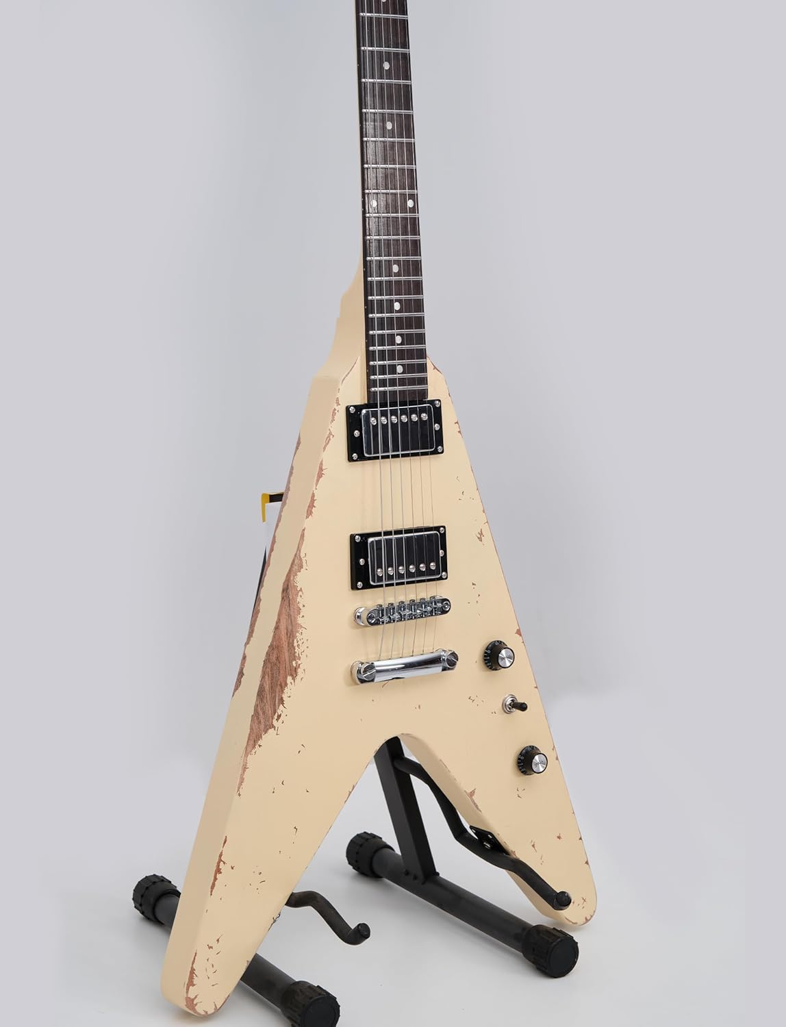 KGD Relic V Electric Guitar,Mahogany Body and Neck,Rosewood Fingerboard,Bone Nut,6-String Relic Heavy Metal Guitar,Professional/Electric Guitars for Adults