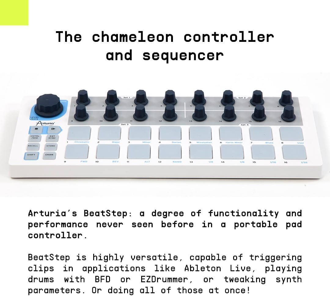 Arturia - BeatStep - Compact MIDI Controller & Sequencer with Creative Software for Recording - 16 Pads, 16 Encoders