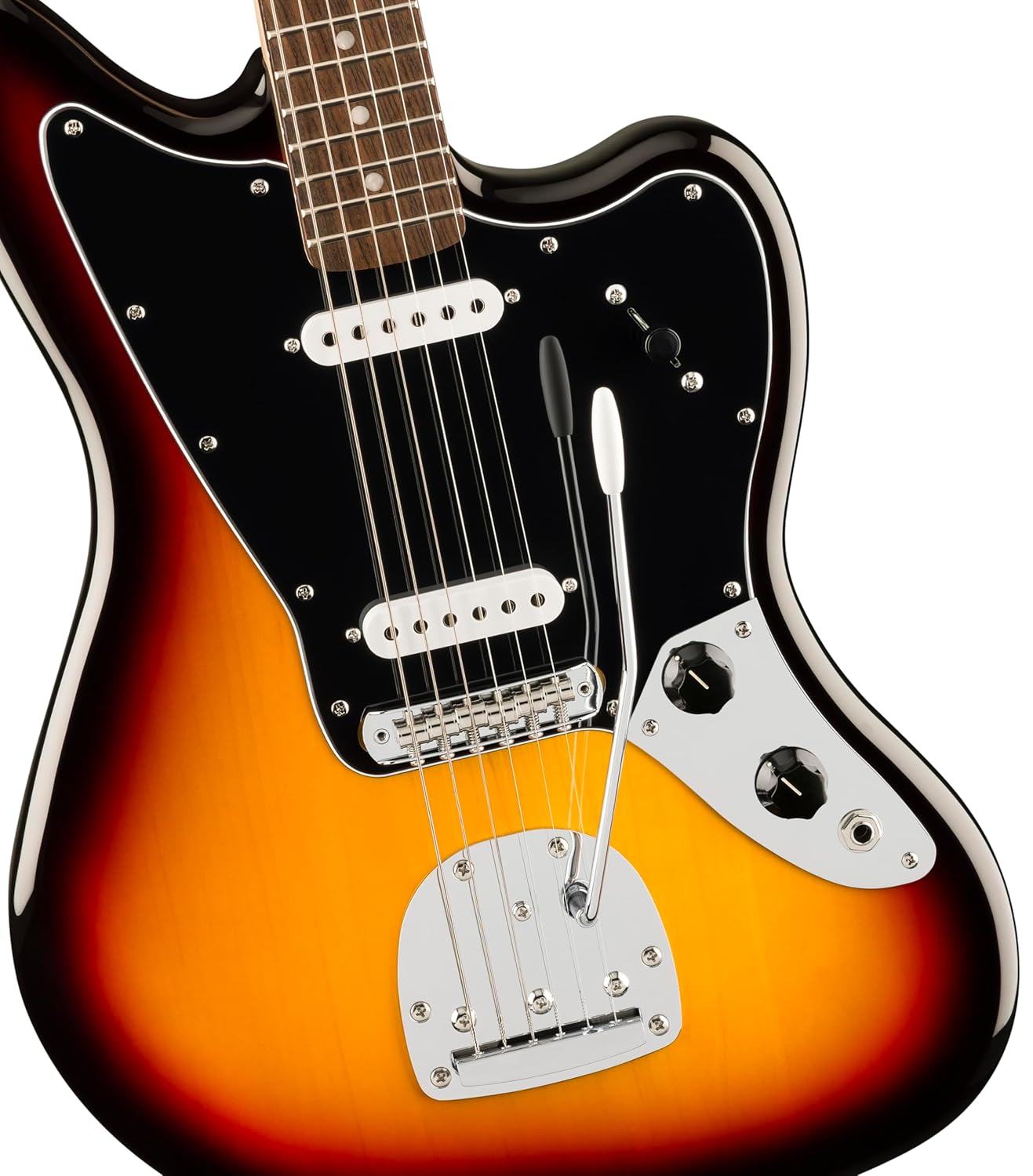 Affinity Series Jaguar, Laurel Fingerboard, Black Pickguard, 3-Color Sunburst