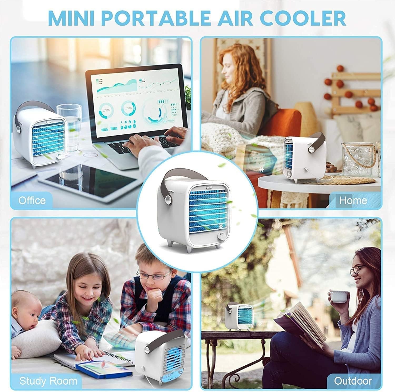Portable Air Cooler Mini Desk Air Conditioner USB 200ML Waterbox for Small Room Office Bedroom