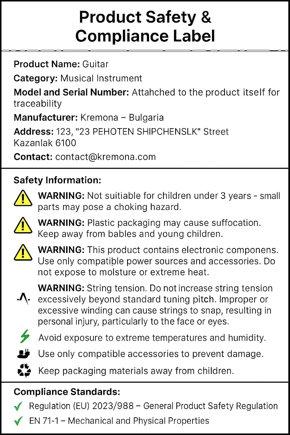 Kremona F65C Full-Size Nylon String Guitar – Handmade in Europe – Gig Bag Included