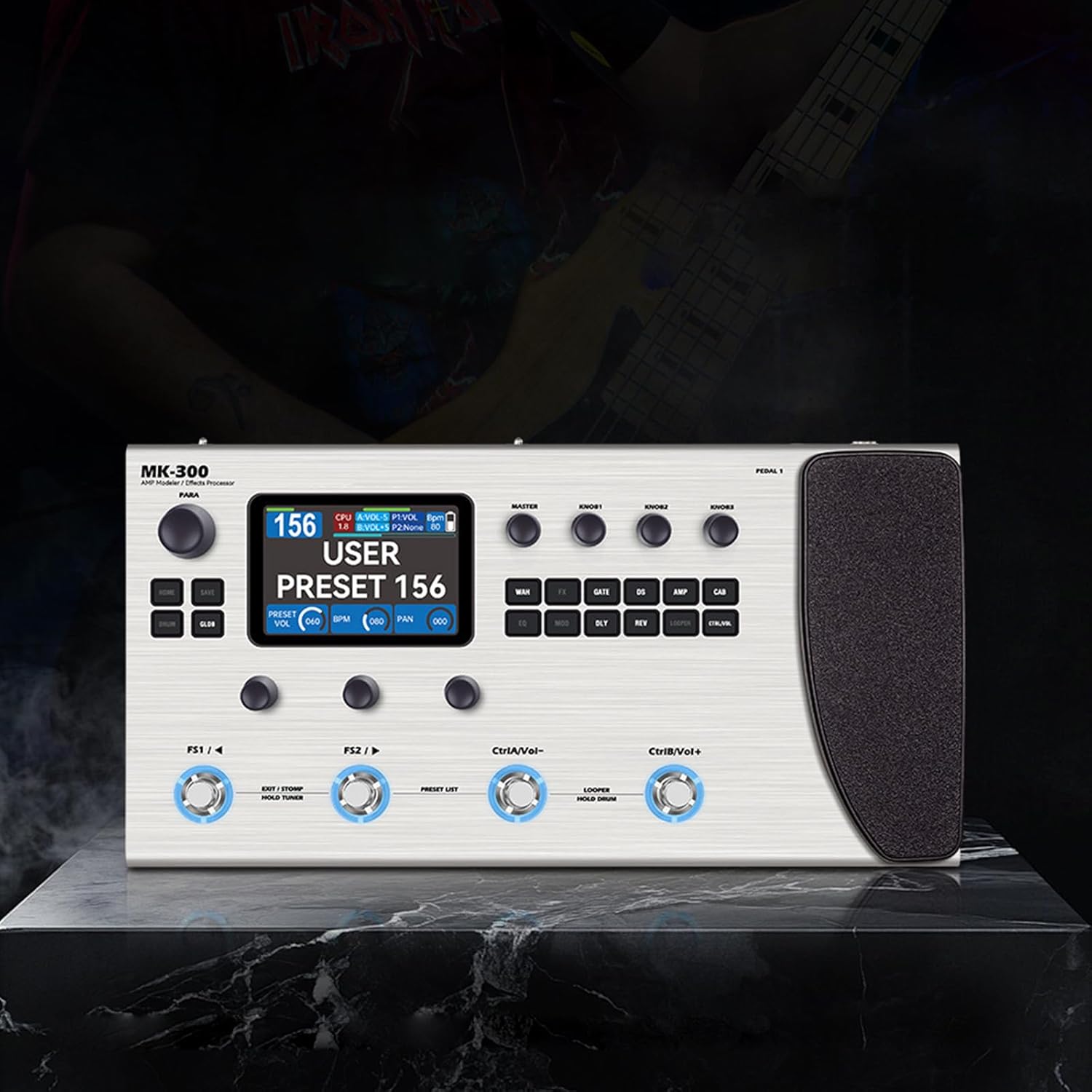 MK300 Professional Guitar Processor ANN Technology 117DB Dynamic Range 3 Pin Output Drum Machine and Drum Machine with Cable Build