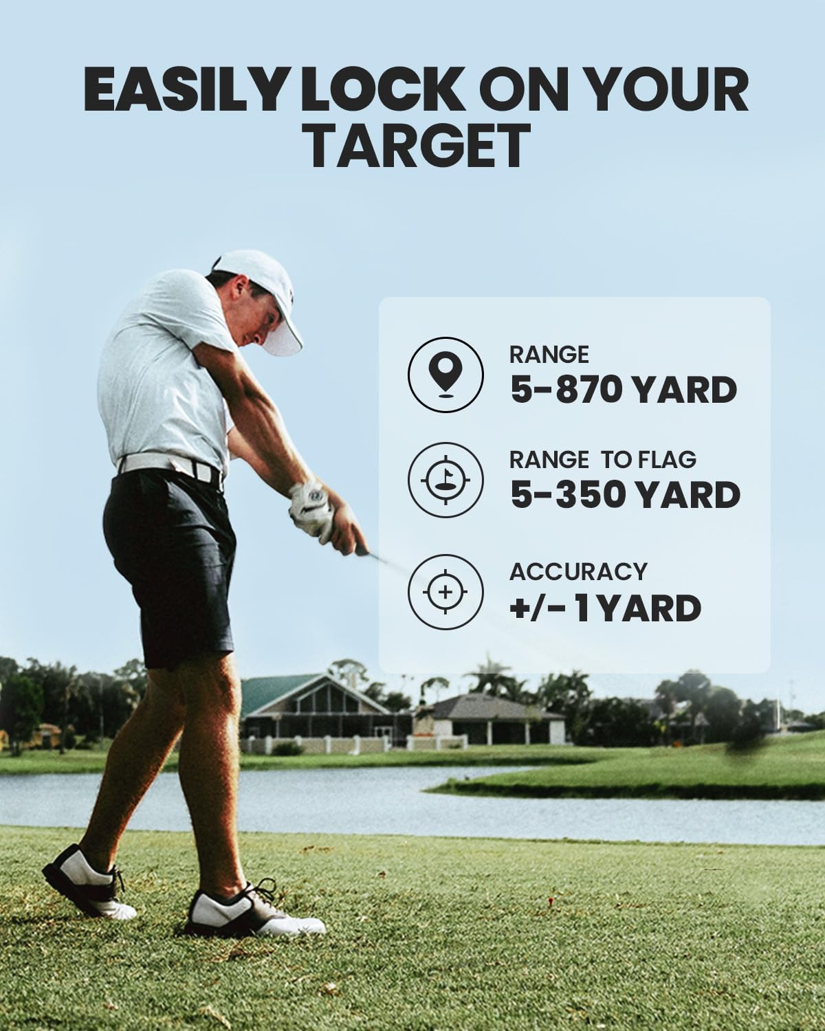 ACEGMET PF2C Golf Rangefinder with Slope, 0.3s Flag Pole Locking Vibration, ±1yd Accuracy,Rechargeable Laser Range Finder Golf with Magnetic, Golf Accessories for Men