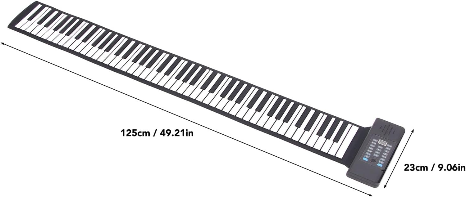 Roll Up Flexible Piano Keyboard 88 Keys, Portable Lightweight Electronic Piano with Speakers, USB MIDI Output for Teaching (US Plug)